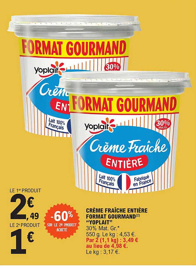 crème fraîche entière format gourmand "yoplait"