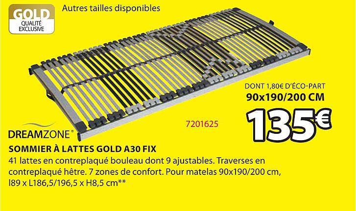 dreamzone sommier à lattes gold a30 fix
