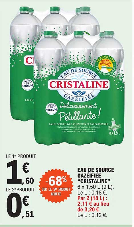 eau de source gazéifiée "cristaline"