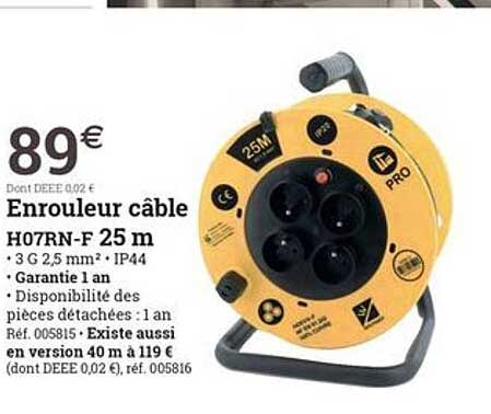 enrouleur câble h07rn-f 25 m