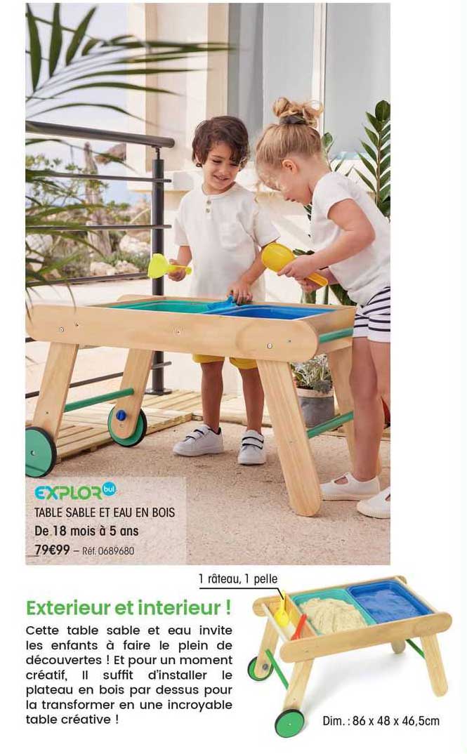 explor table sable et eau en bois