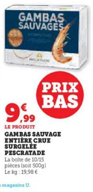 Gambas Sauvage Entière Crue Surgelée Pescratade