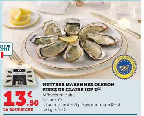 huitres marennes oleron fines de claire igp u