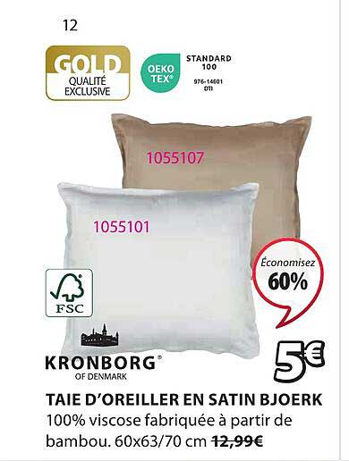 kronborg  taie d'oreiller en satin bjoerk
