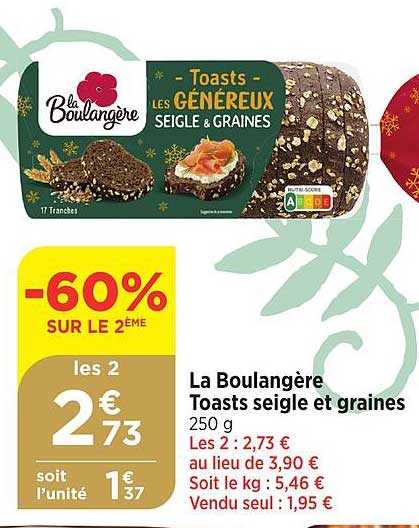 La Boulangère Toasts Seigle Et Graines