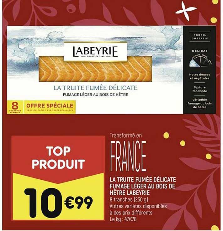 la truite fumée délicate fumage léger au bois de hétre labeyre