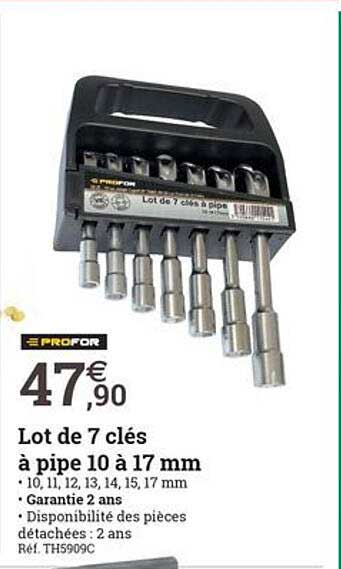 lot de 7 clés à pipe 10 à 17 mm