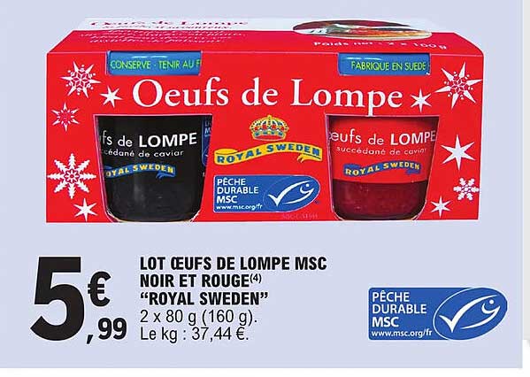 lot œufs de lompe msc noir et rouge "royal sweden"