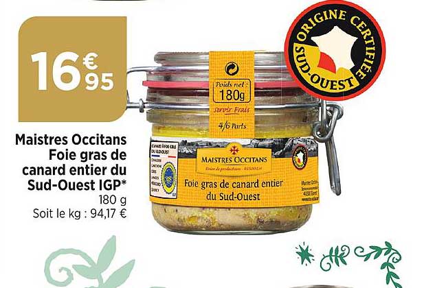 maistres occitans foie gras de canard entier du sud-ouest igp