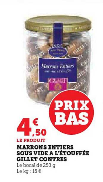 marrons entiers sous vide a l'etoufee gillet contres