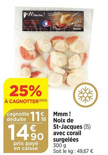 mmm! noix de st-jacques avec corail surgelées