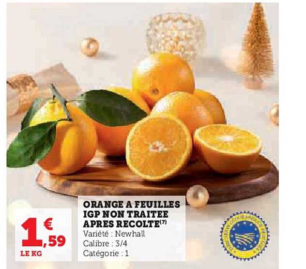 orange à feuilles igp non traitée après récolte
