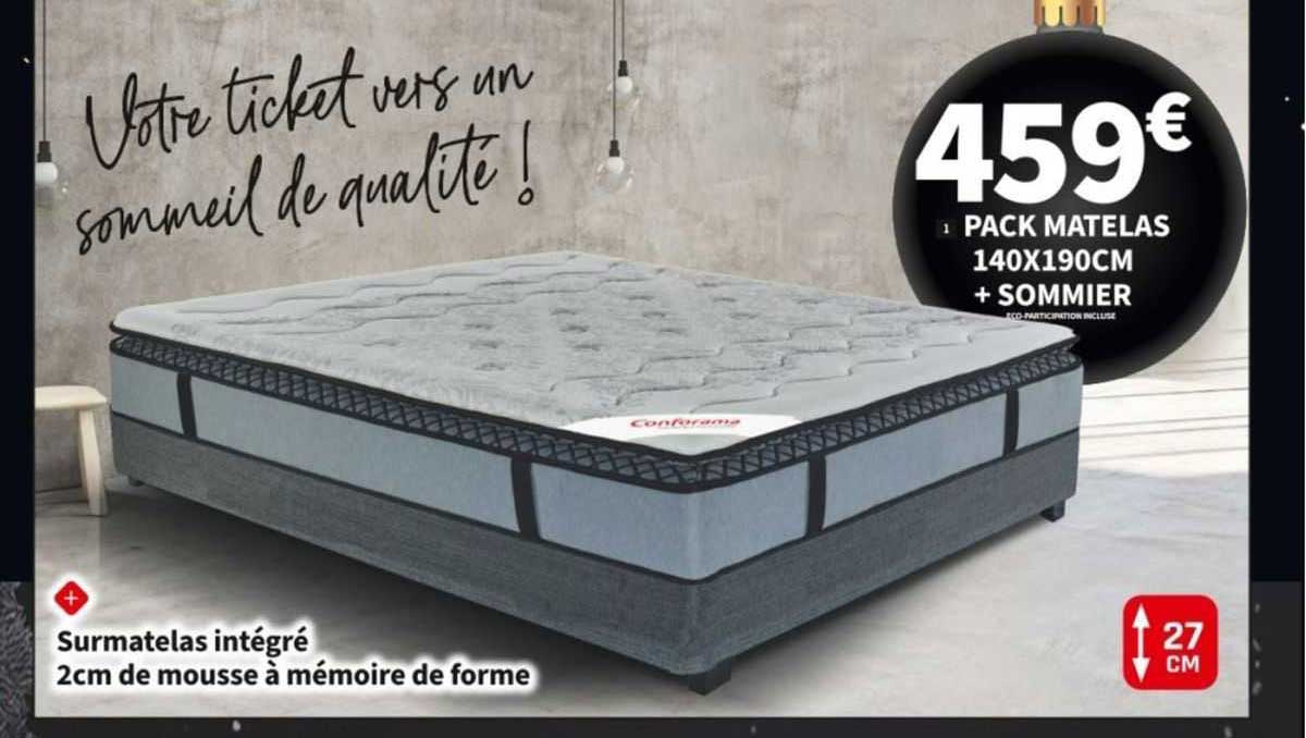 pack matelas 140x190cm + sommier