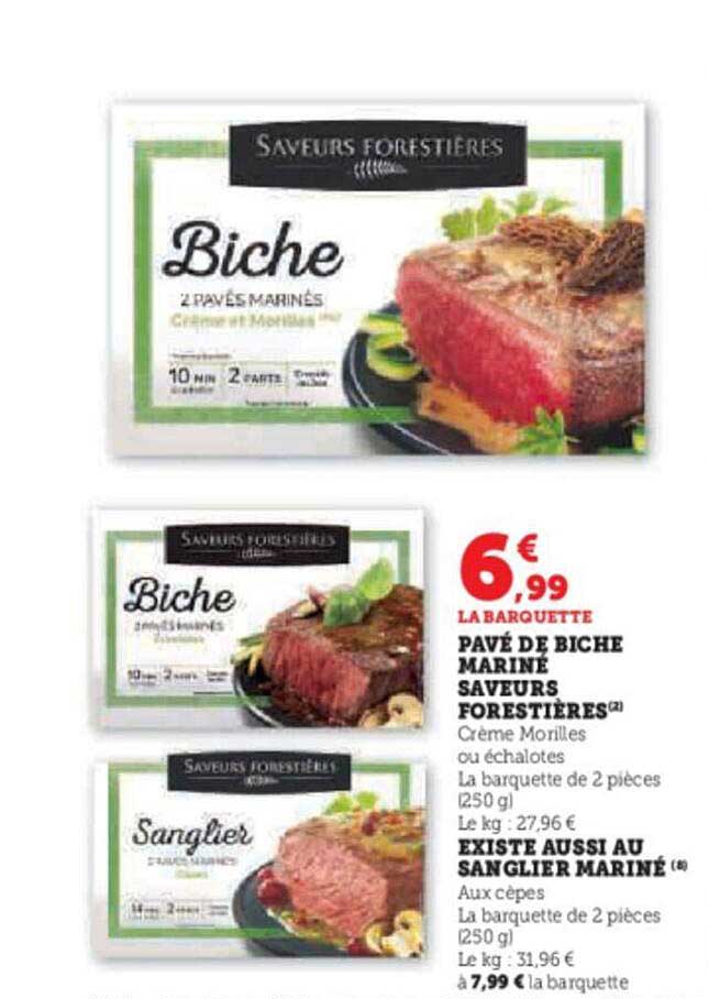 pavé de biche mariné saveurs forestières ou au sanglier mariné