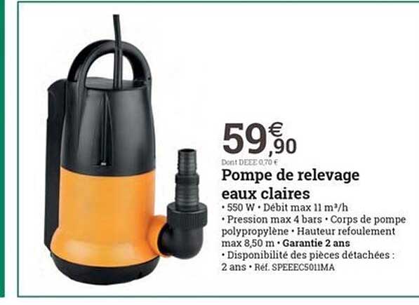 pompe de relevage eaux claires