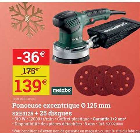 ponceuse excentrique ø 125 mm metabo