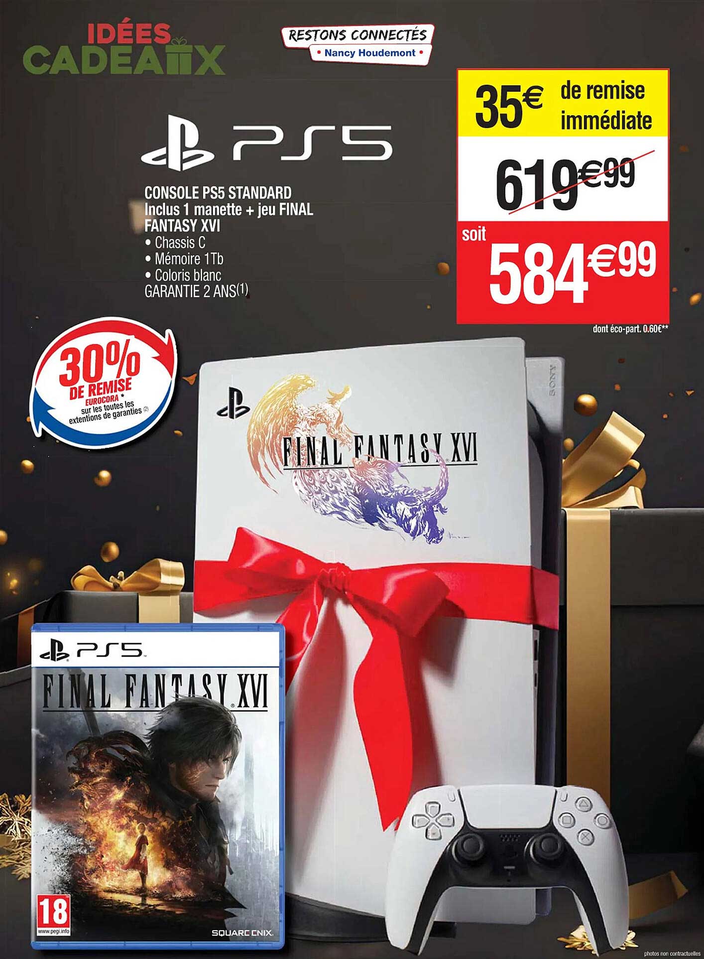 ps5 console ps5 standard inclus 1 manette + jeu final fantasy XVI