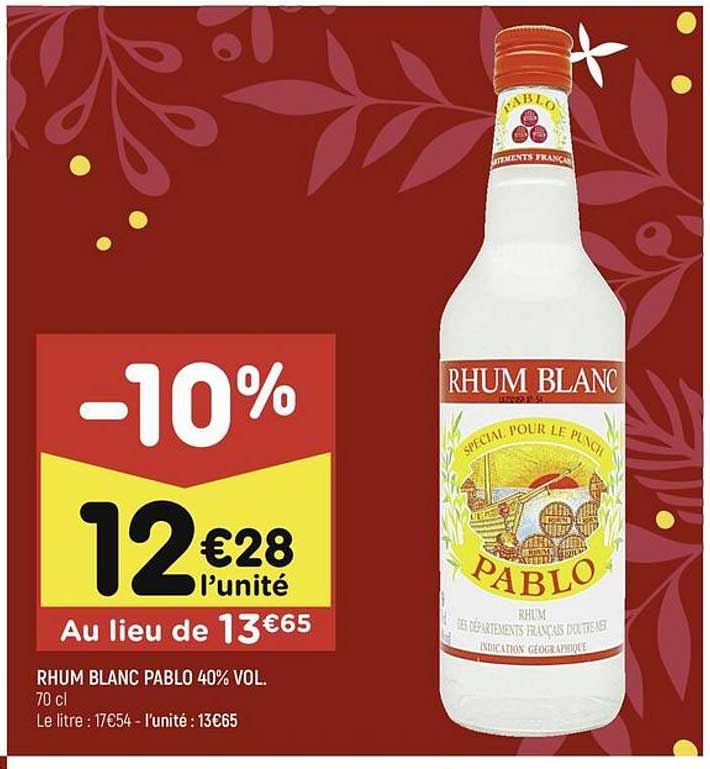 Rhum Blanc Pablo 40% Vol
