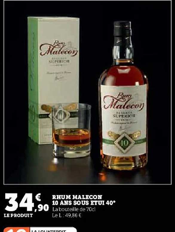rhum malecon 10 ans sous etui 40°