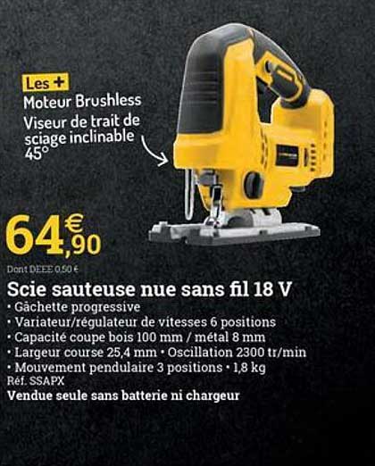 scie sauteuse nue sans fil 18 v