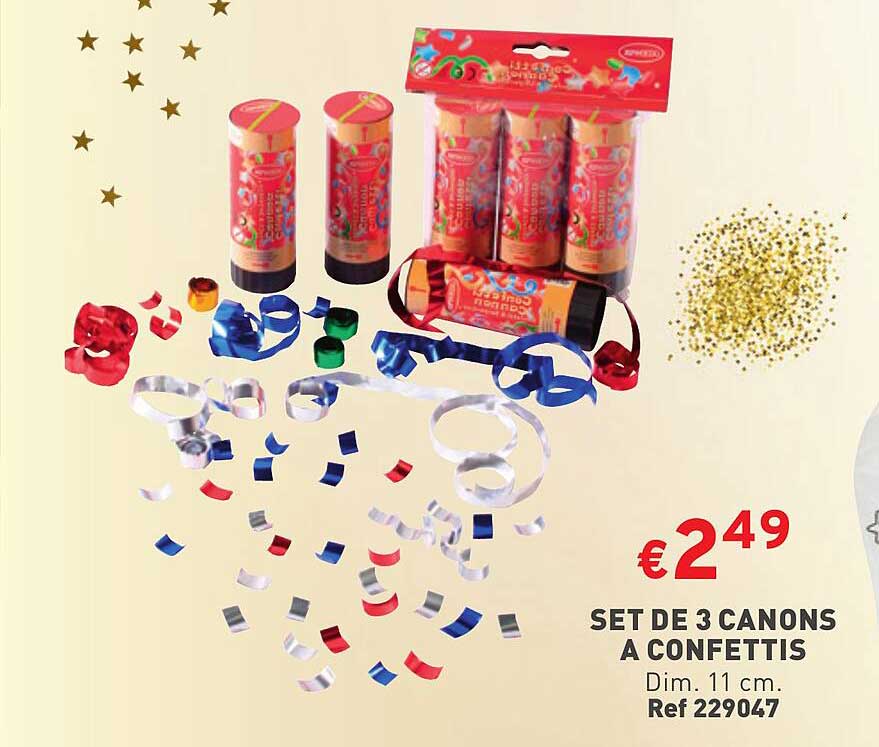 set de 3 canons à confettis