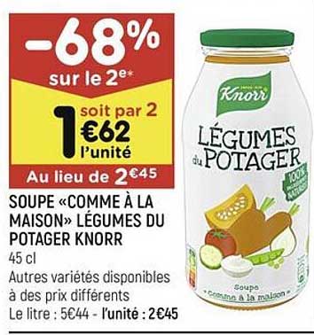 soupe " comme à la maison" légumes du potager knorr