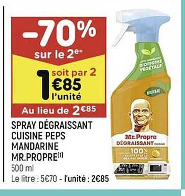 spray dégraissant cuisine peps mandarine mr. propre