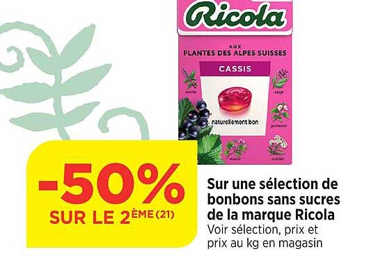 Sur Une Sélection De Bonbons Sans Sucres De La Marque Ricola