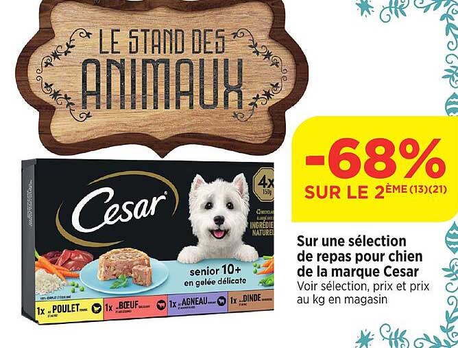 sur une sélection de repas pour chien de la marque cesar