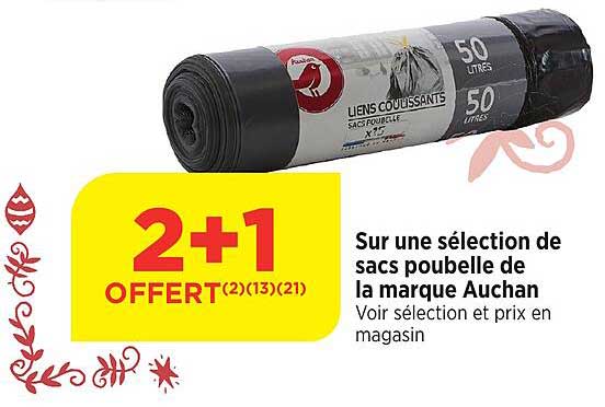 sur une sélection de sacs poubelle de la marque auchan