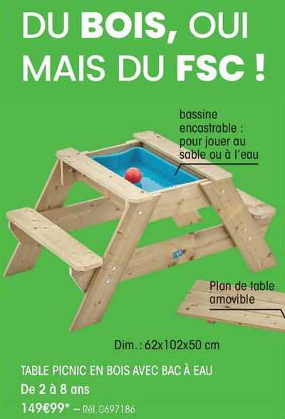Table Picnic En Bois Avec Bac à Eau