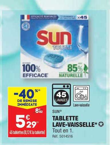 tablette lave-vaisselle sun
