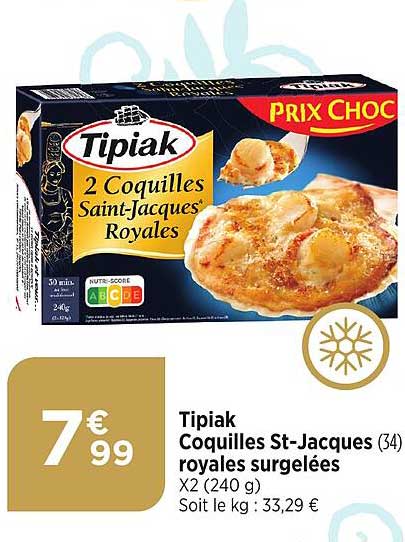 tipiak coquilles st-jacques royales surgelées