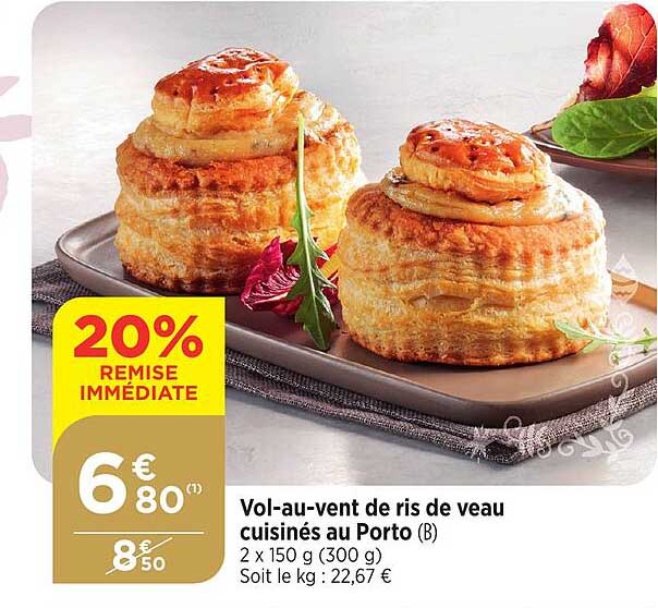 vol-au-vent de ris de veau cuisinés au porto
