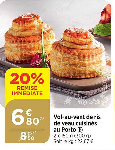vol-au-vent de ris de veau cuisinés au porto