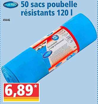 50 sacs poubelle résistants 120 l multitec