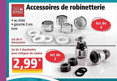 accessoires de robinetterie casa royale