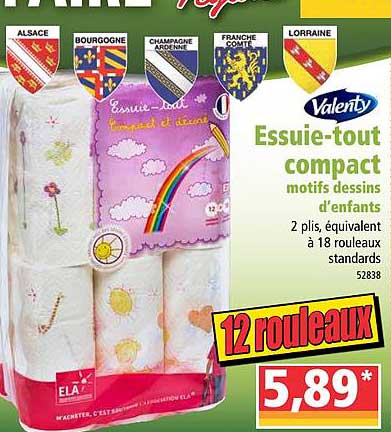 essuie-tout compact motifs dessins d'enfants valenty