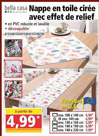 nappe en toile cirée avec effet de  relief bella casa