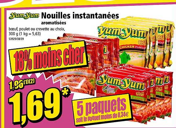 nouilles instantanées aromatisées yum yum