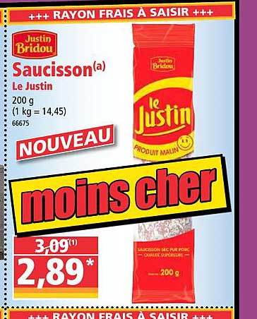 saucisson le justin justin bridou