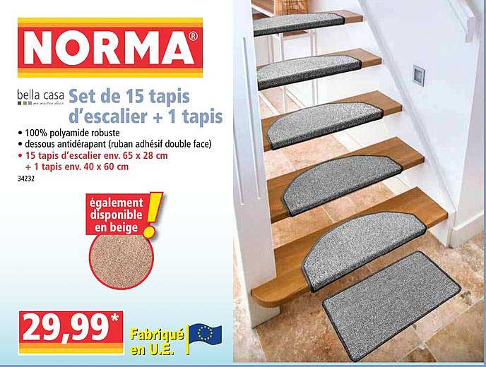 Set De 15 Tapis D'escalier + 1 Tapis Bella Casa