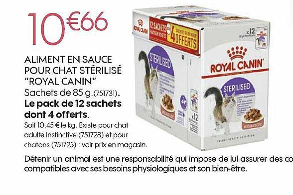 aliment en sauce pour chat stérilisé "royal canin"