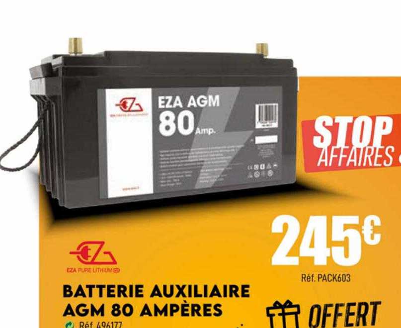 batterie auxiliaire agm 80 ampères eza
