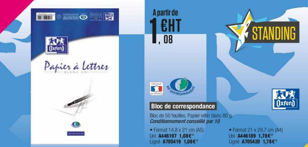 bloc de correspondance oxford