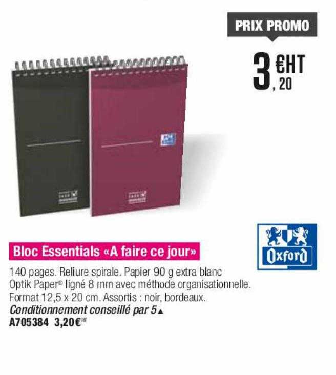 bloc essentials "à faire ce jour" oxford