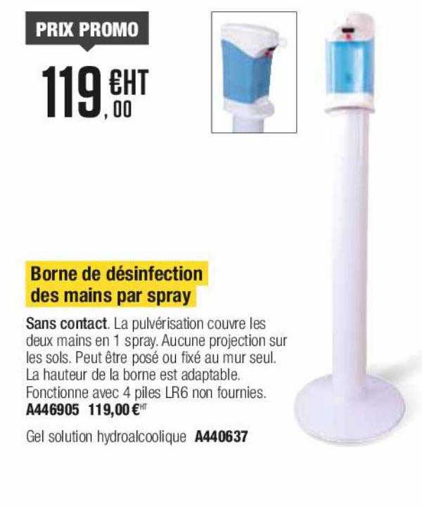borne de désinfection des mains par spray