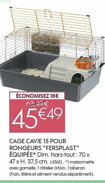cage cavie 15 pour rongeurs "fersplast"