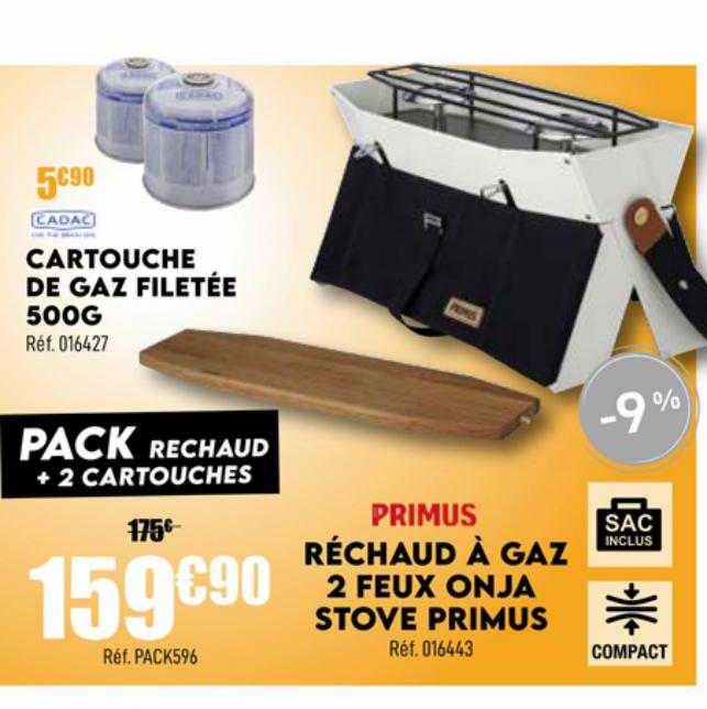 cartouche de gaz filetée 500g primus réchaud à gaz 2 feux onja stove primus