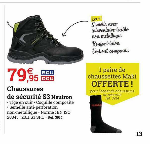 chaussures de sécurité s3 neutron baudou